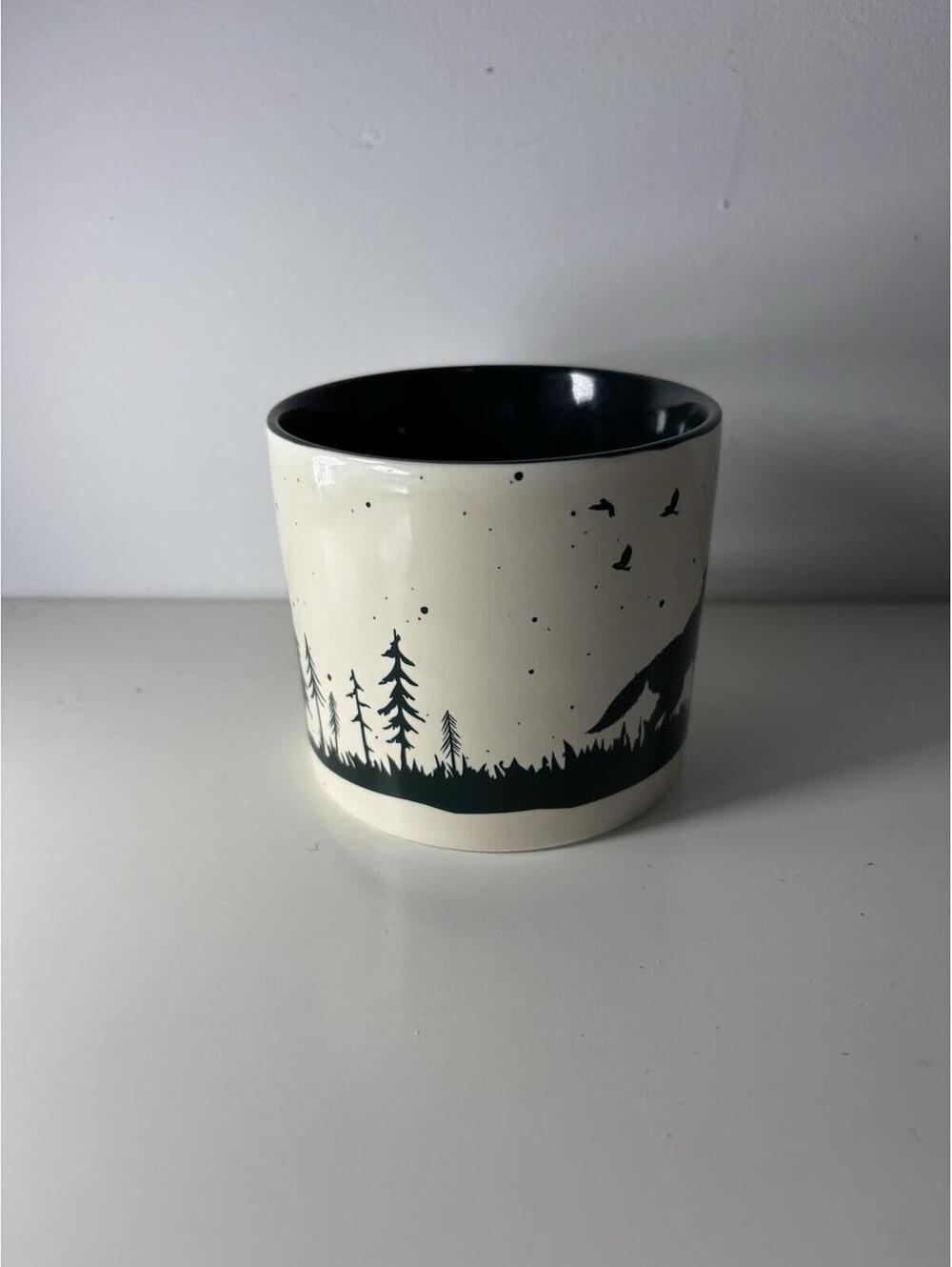 Tim Hortons 2019 Wolf Forest Silhouette Mug Green Interior Speckled - Picture 2 of 6